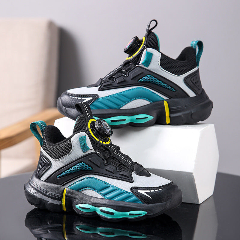 Autumn And Winter Non-slip Outdoor New Rotating Buckle Children's Waterproof Leather Basketball Shoes 2