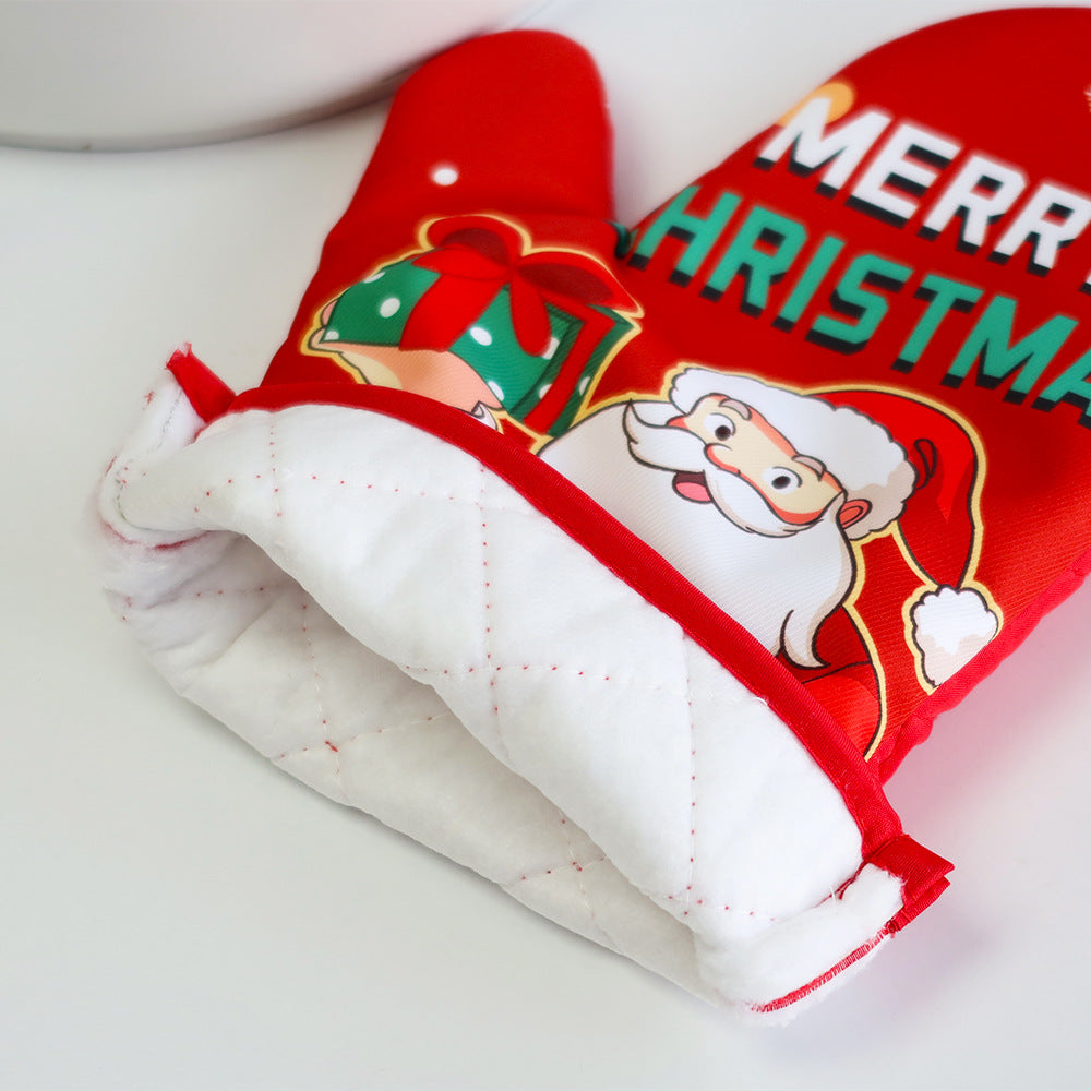 Christmas series insulated gloves, oven gloves, kitchen baking oven gloves, insulated and heat-resistant gloves 3