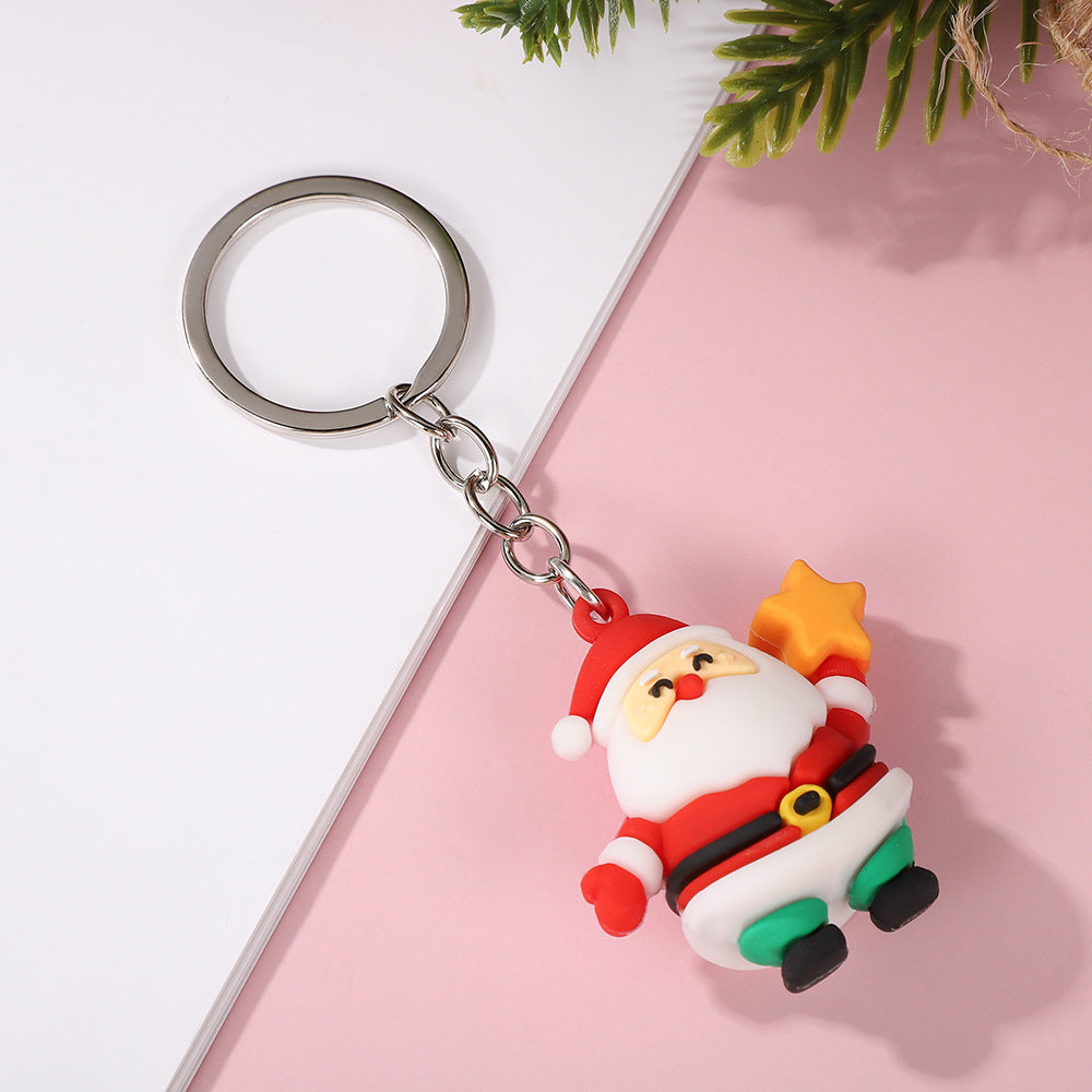 Christmas series keychains cute cartoon soft rubber dolls creative three-dimensional Santa Claus pendants small gifts 6
