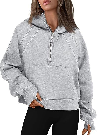 Zipper Hoodies Sweatshirts With Pocket Loose Sport Tops Long Sleeve Pullover Sweaters Winter Fall Outfits Women Clothing 14