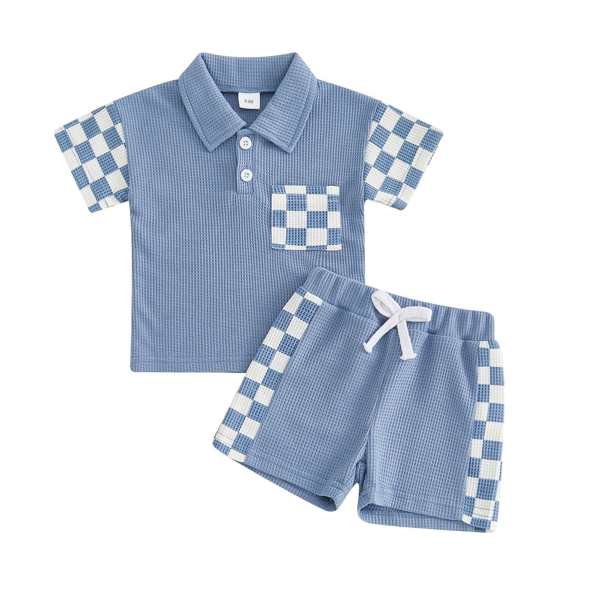 Summer Lapel Collar Plaid Patchwork Solid Color Two-Piece Set With Pockets 1