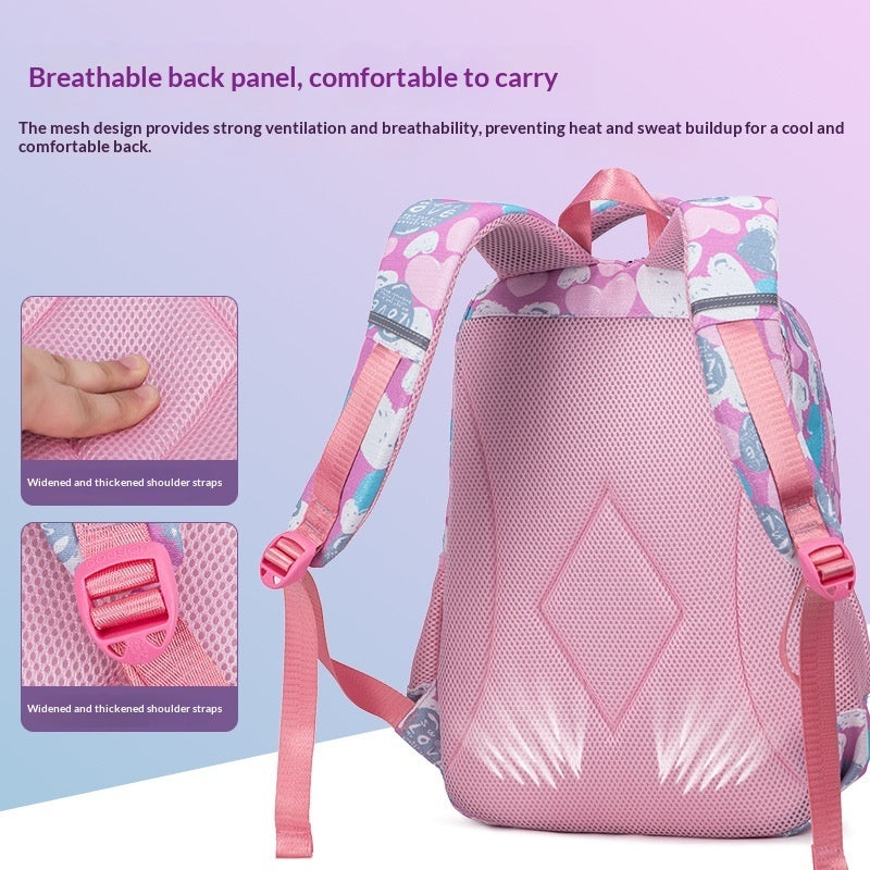 Spine-Protecting Load-Reducing Cartoon Cat Childrens School Bag 3