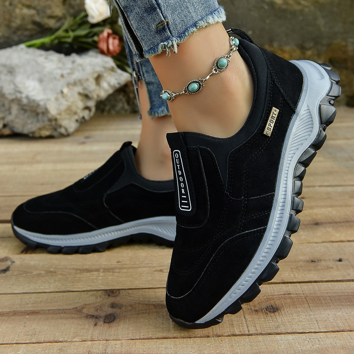 Outdoor Slip-on Sports Shoes Comfortable Walking Running Sneakers Women 4
