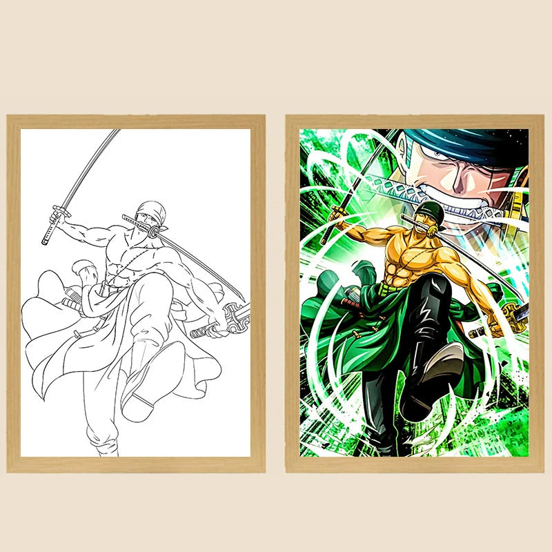 One Piece Creative Photo Frame Night Light Toy Anime Character Luffy Zoro Night Light Bedside Decoration Painting Christmas Gift 6