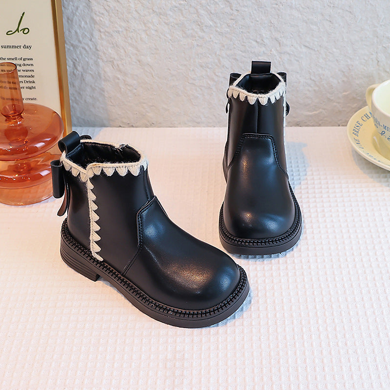 Girls' Soft-soled Velvet-lined Leather Boots 3