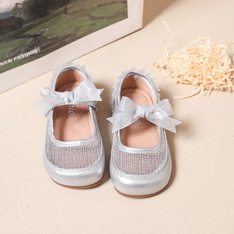 Girls' Fashion Mesh Soft Sole Anti Slip Lace Bow Low Top Princess Single Shoe 6