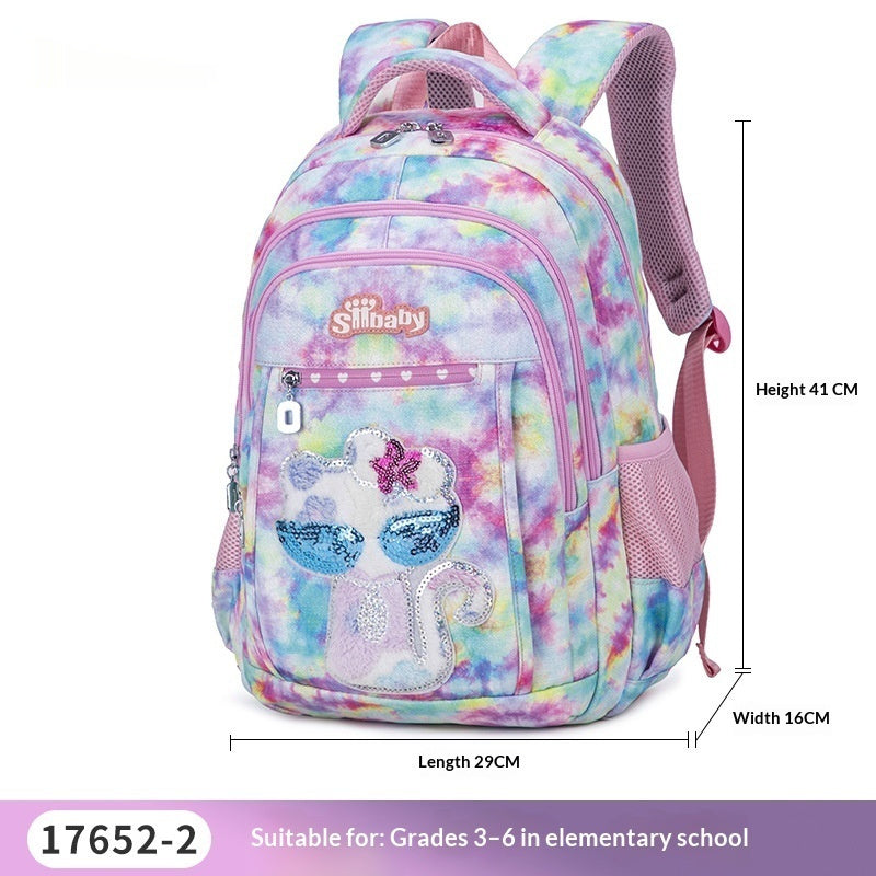 Spine-Protecting Load-Reducing Cartoon Cat Childrens School Bag 6