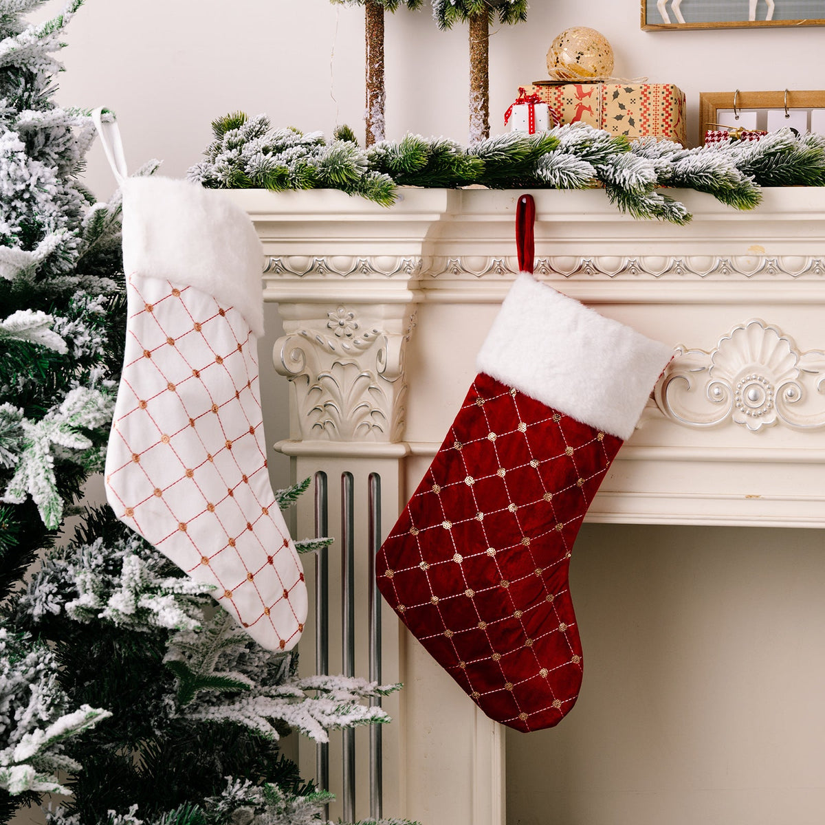 Christmas decoration supplies, high-end Christmas socks, red Christmas stockings, gift bags, tree hanging gift socks 2