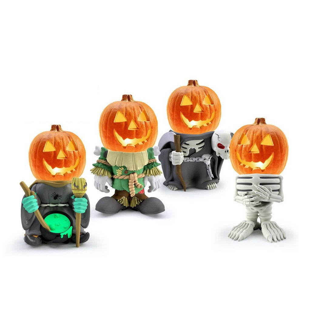 Halloween gift pumpkin knight garden ornaments decorative luminous small pumpkin head resin ornaments 6