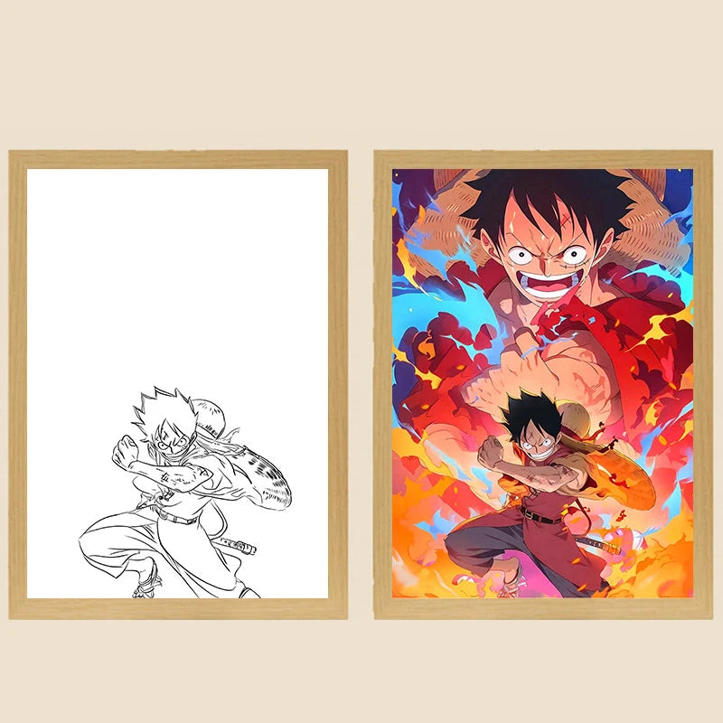 One Piece Creative Photo Frame Night Light Toy Anime Character Luffy Zoro Night Light Bedside Decoration Painting Christmas Gift 2