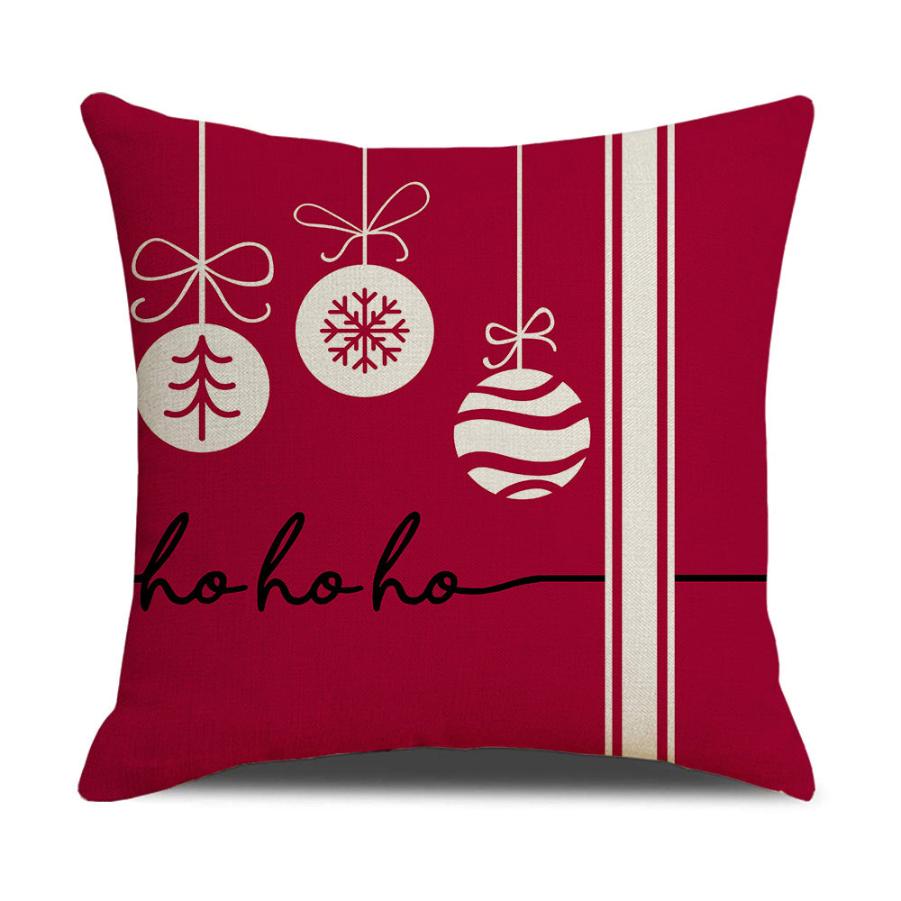 Pink cartoon Christmas linen pillowcase, sofa cushion, home goods pillowcase 7