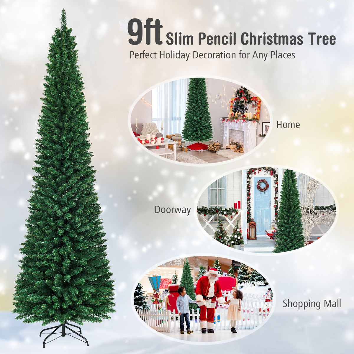PVC Artificial Slim Pencil Christmas Tree 8