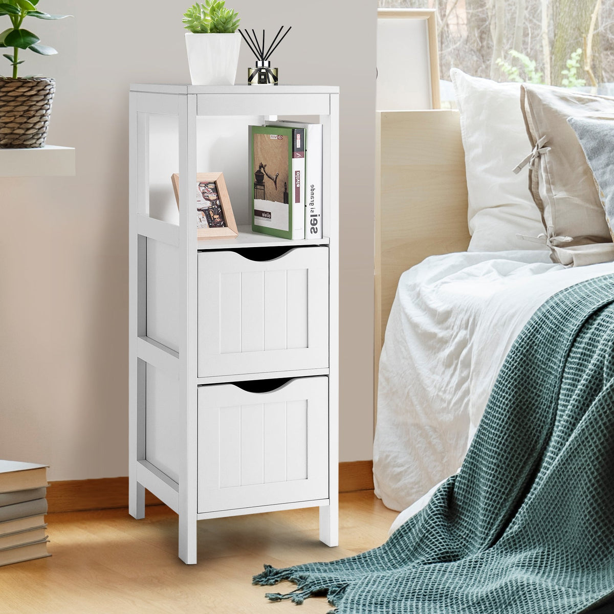 Freestanding Storage Cabinet with 2 Removable Drawers for Bathroom 2