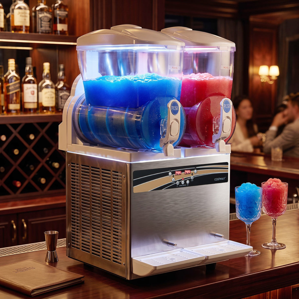 Commercial Slushie Machine 8 Gallon Dual Tank with LED Lights 1