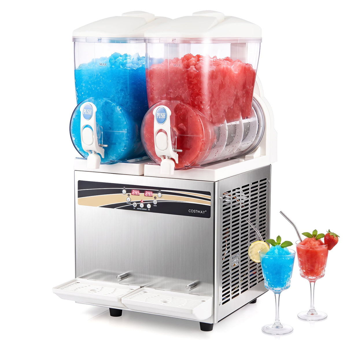 Commercial Slushie Machine 8 Gallon Dual Tank with LED Lights 2