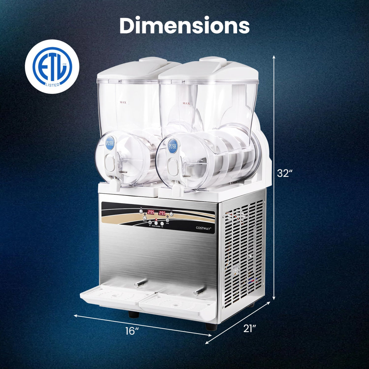 Commercial Slushie Machine 8 Gallon Dual Tank with LED Lights 4
