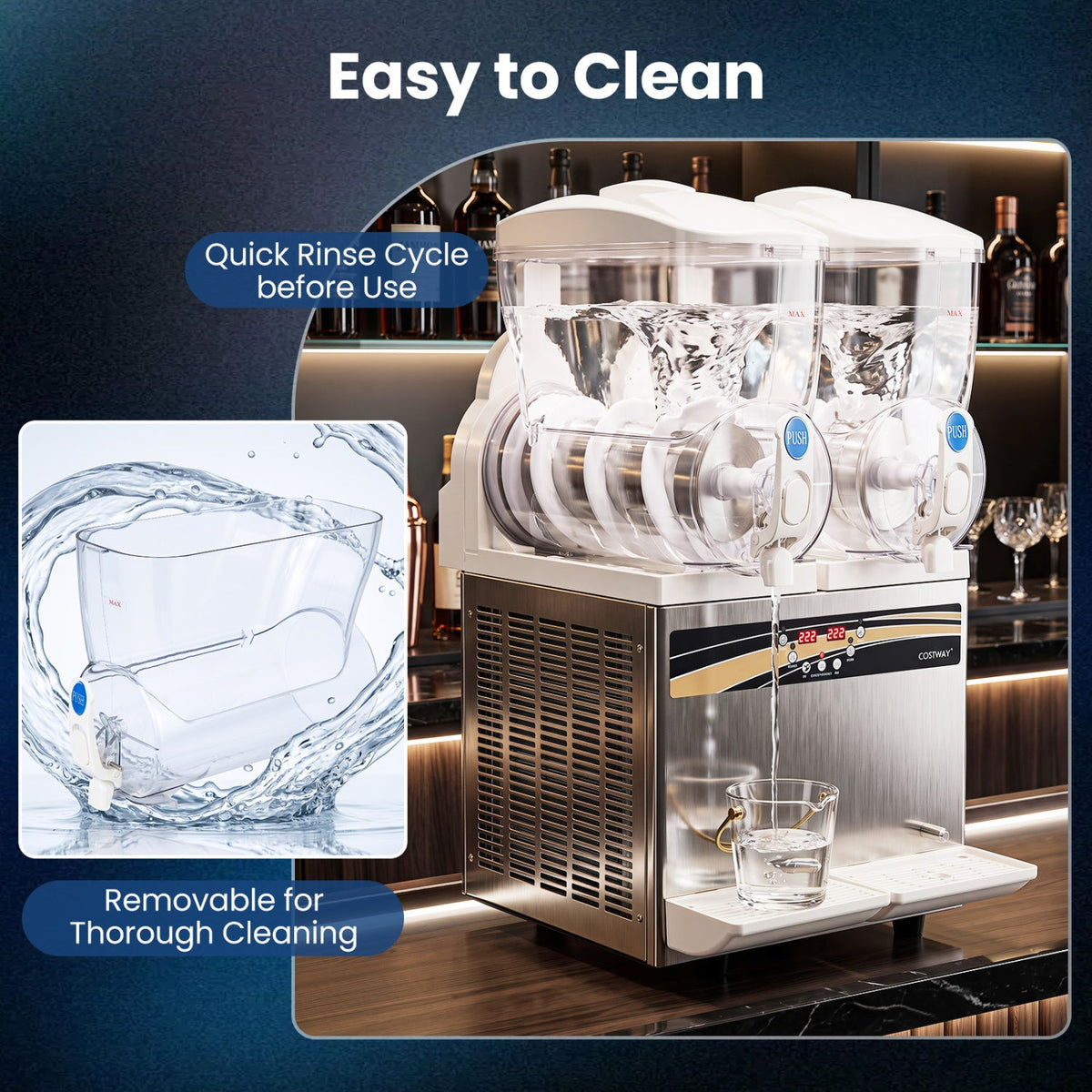 Commercial Slushie Machine 8 Gallon Dual Tank with LED Lights 5