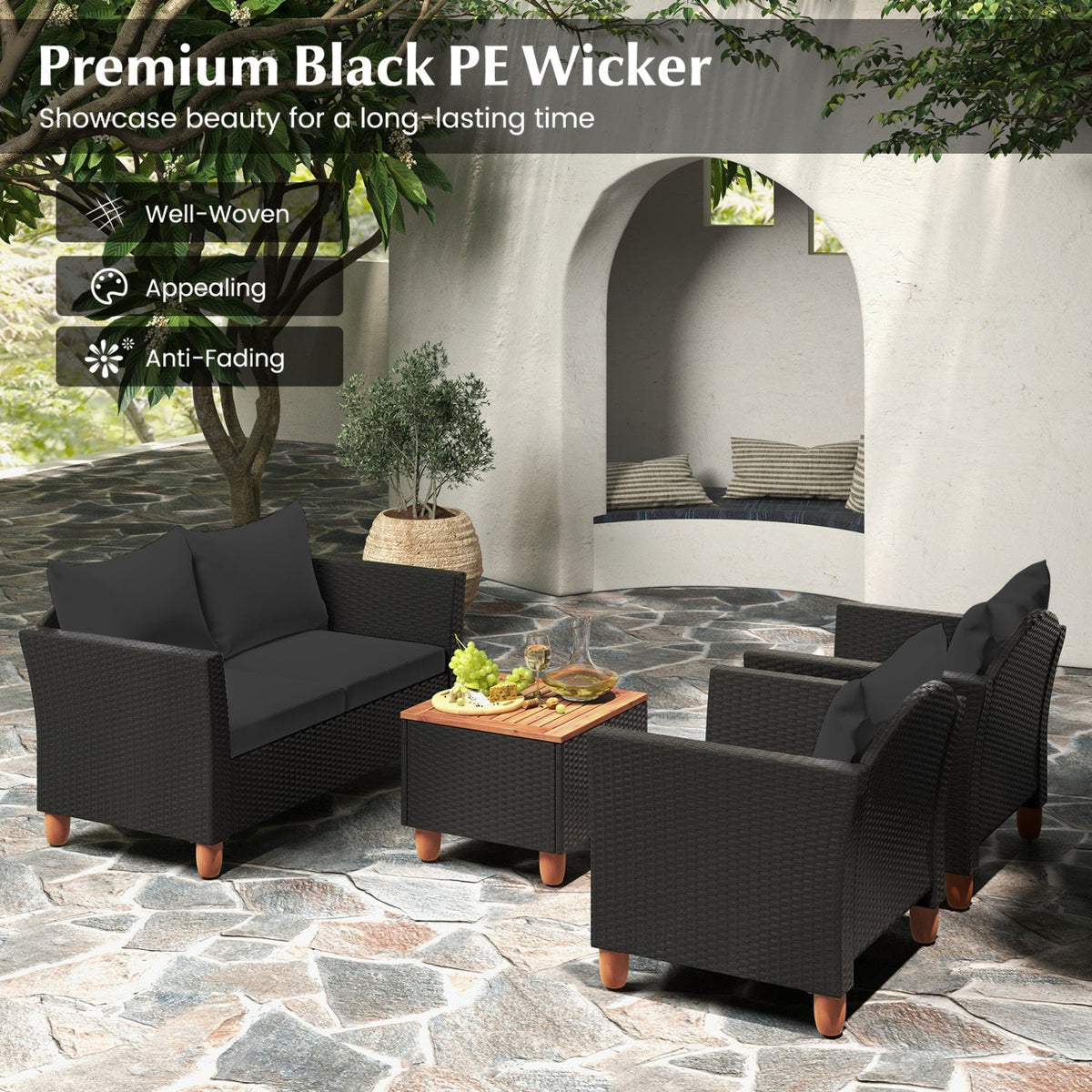 8-Piece Outdoor Conversation Set with Storage Coffee Table 7