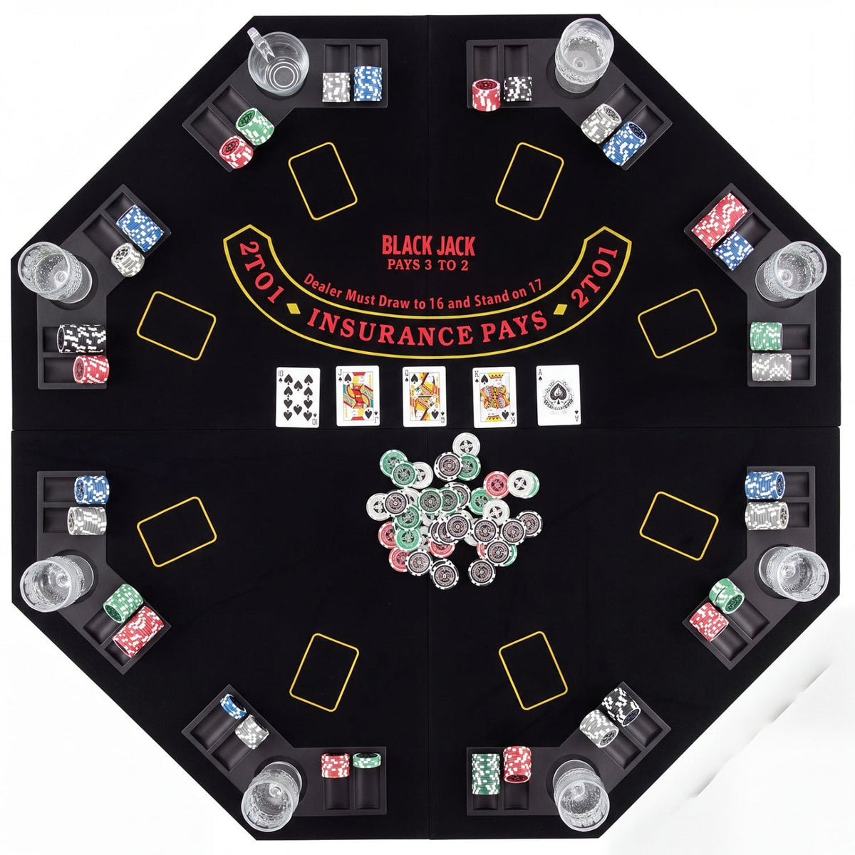8-Player Foldable Poker Table Top with Cup Holders 2