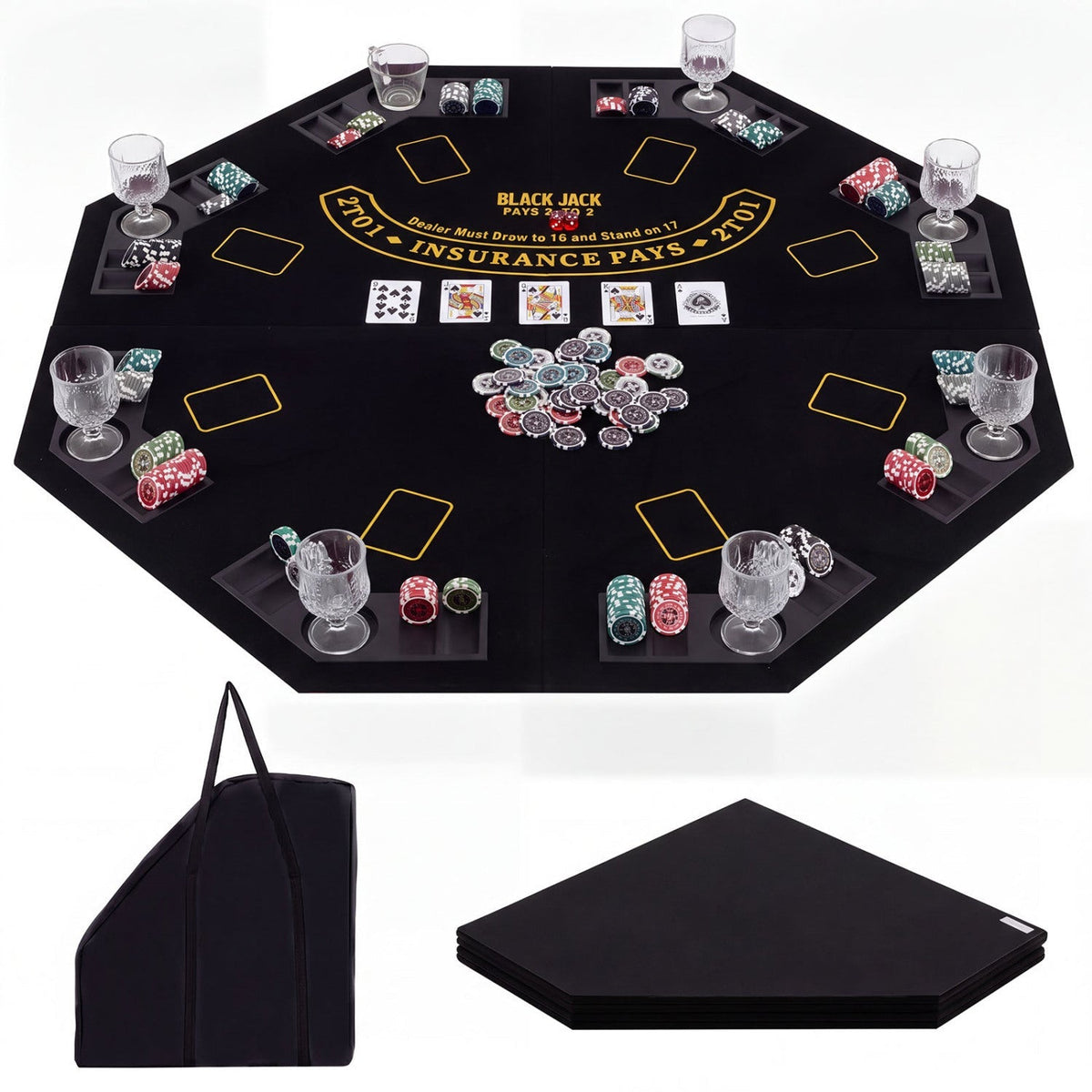8-Player Foldable Poker Table Top with Cup Holders 3