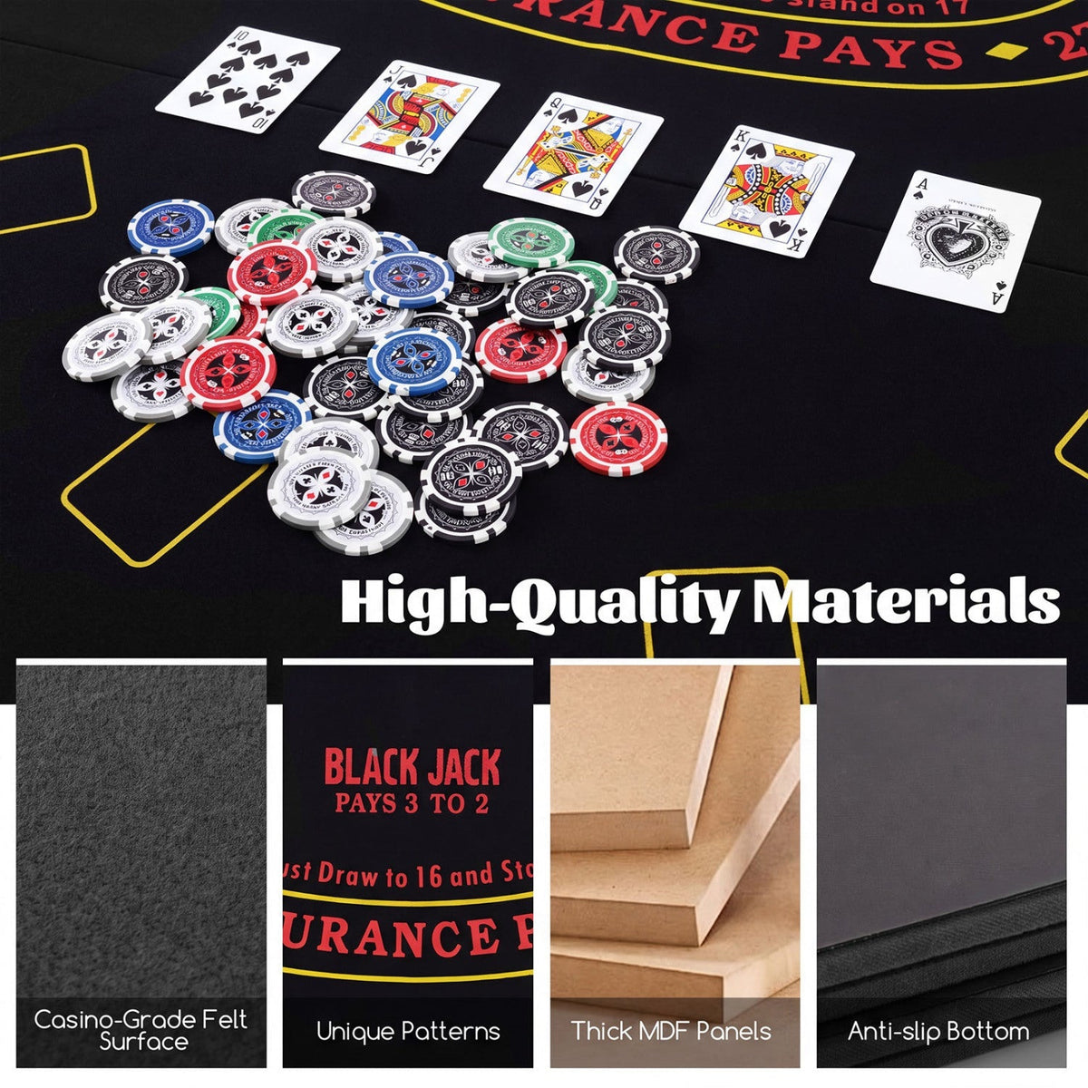 8-Player Foldable Poker Table Top with Cup Holders 7