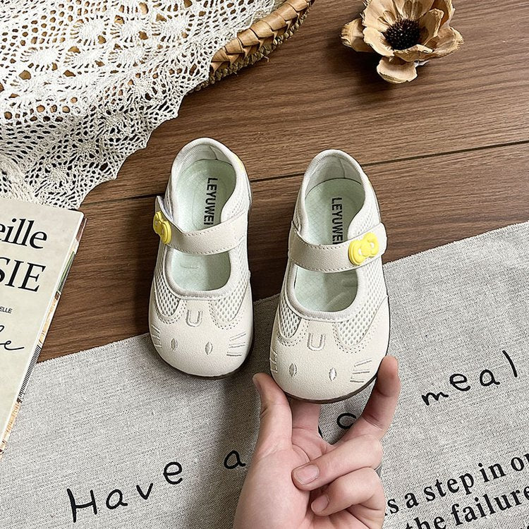 Girls' Mesh Breathable Princess Shoes, Children's Silver Single Shoes, Little Girls' Soft Soled Outer Leather Shoes 7