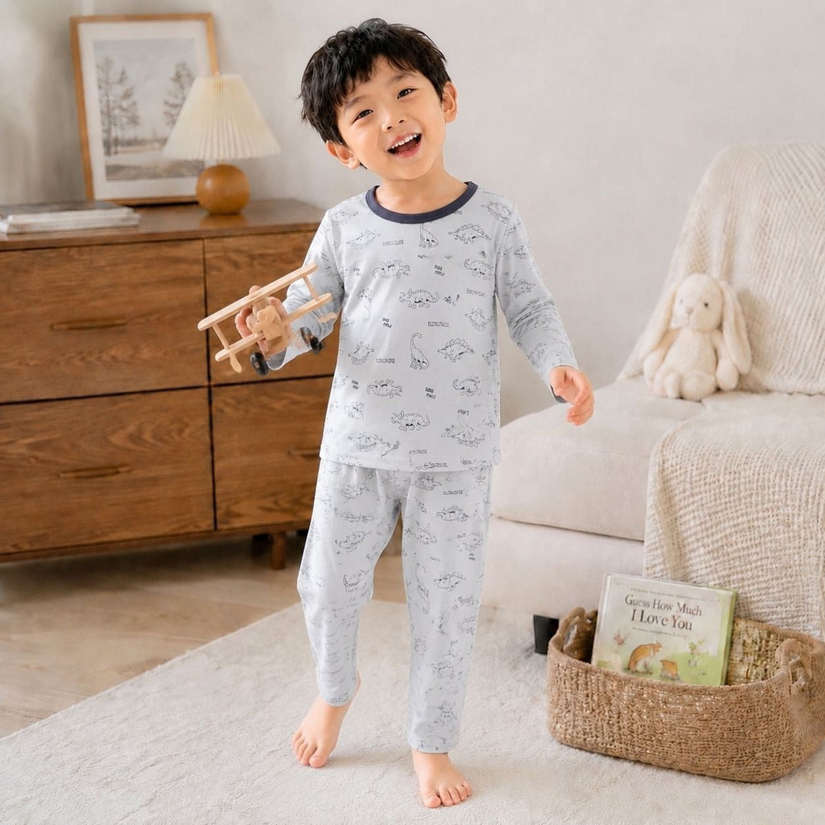 SpringAutumn Boneless Boys And Girls Autumn Top And Pants Set 7A Antibacterial Underwear Set 13
