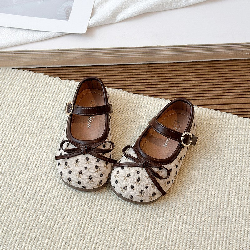 Children's Shoes Korean Version Girls' Soft Soled Bow Princess Single Shoes Mid Size Girls' Leather Shoes Trend 5