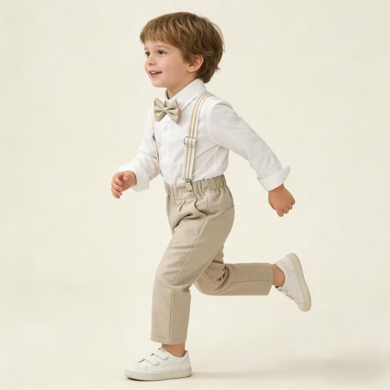 AutumnWinter British-style Boys Suspender Pants Set 4