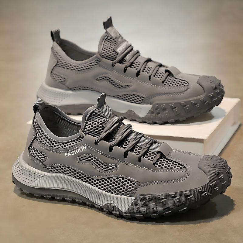 Men's Four-Season Breathable Mesh Work Sneakers, Outdoor Casual Shoes With Tire Pattern Soles 1