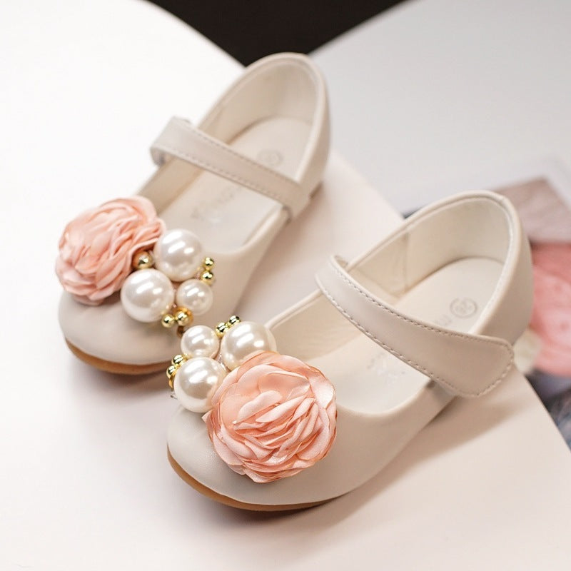 Girls Pearl Bow Show Princess Shoes 6