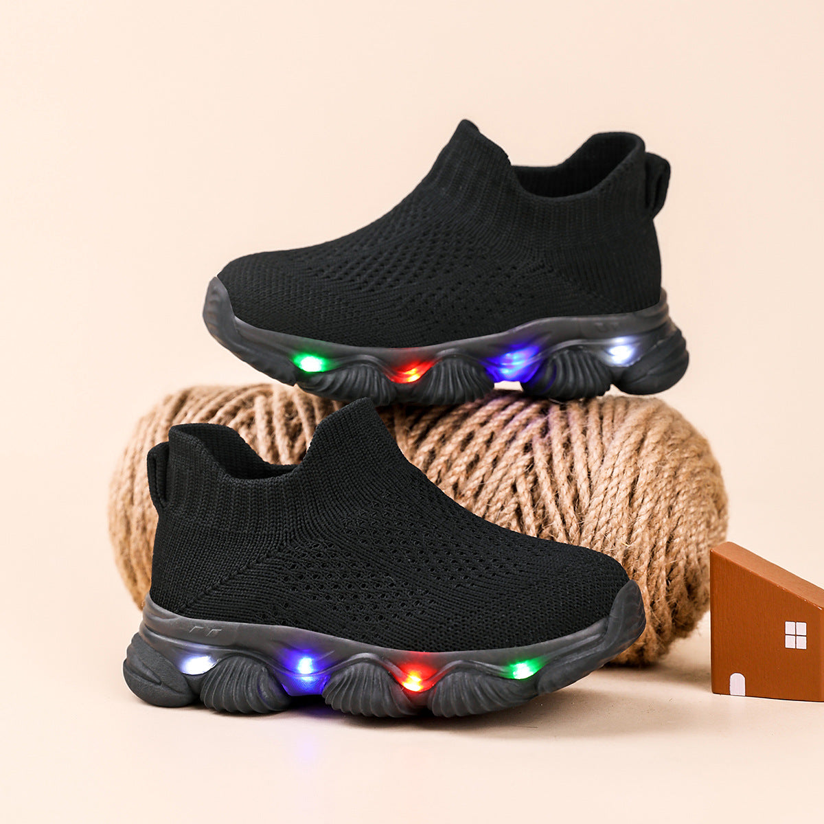 Light-up Baby Ultra-lightweight Knitted Breathable Soft-soled Shoes 6