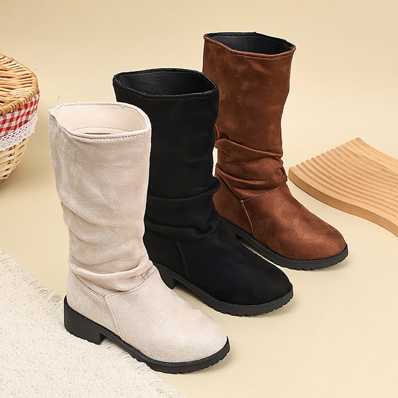 Korean-style Velvet-lined High-top Kids' Fashion Boots 1