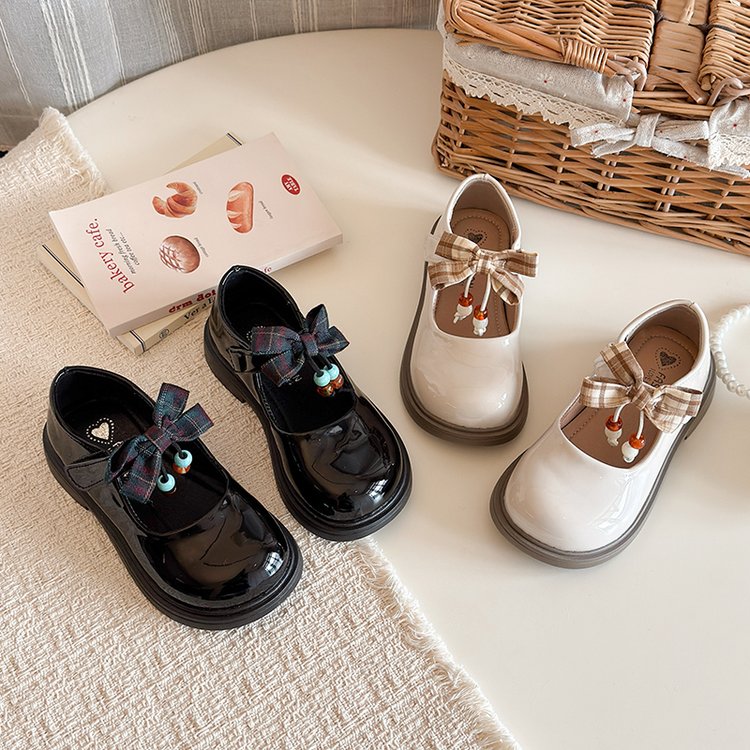 Daughter's Fashion Bow Bright Leather Single Shoes Korean Version Princess Leather Shoes Children's Shoes 1