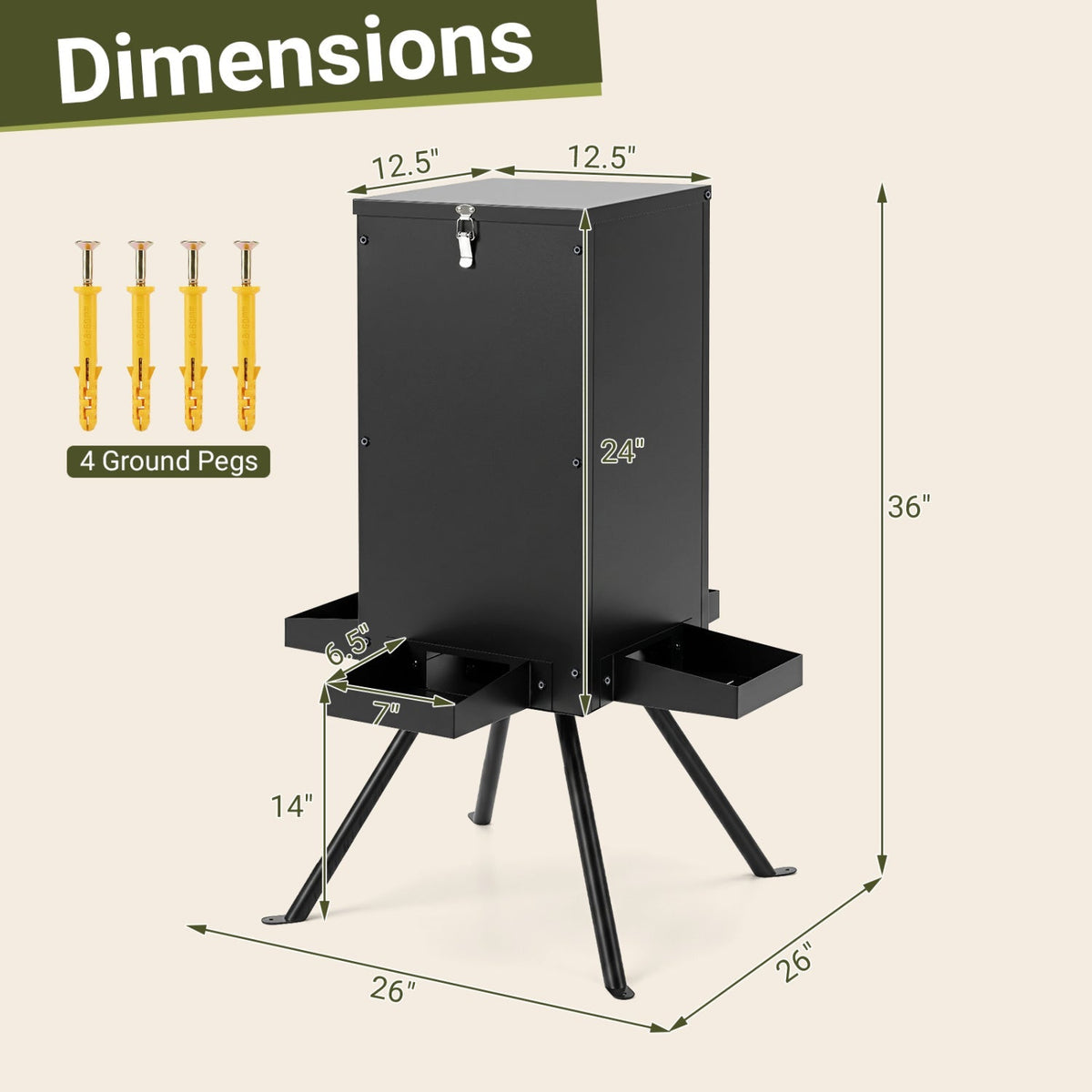 90LB Gravity Deer Feeder with 4 Feeding Trays and Stand 5