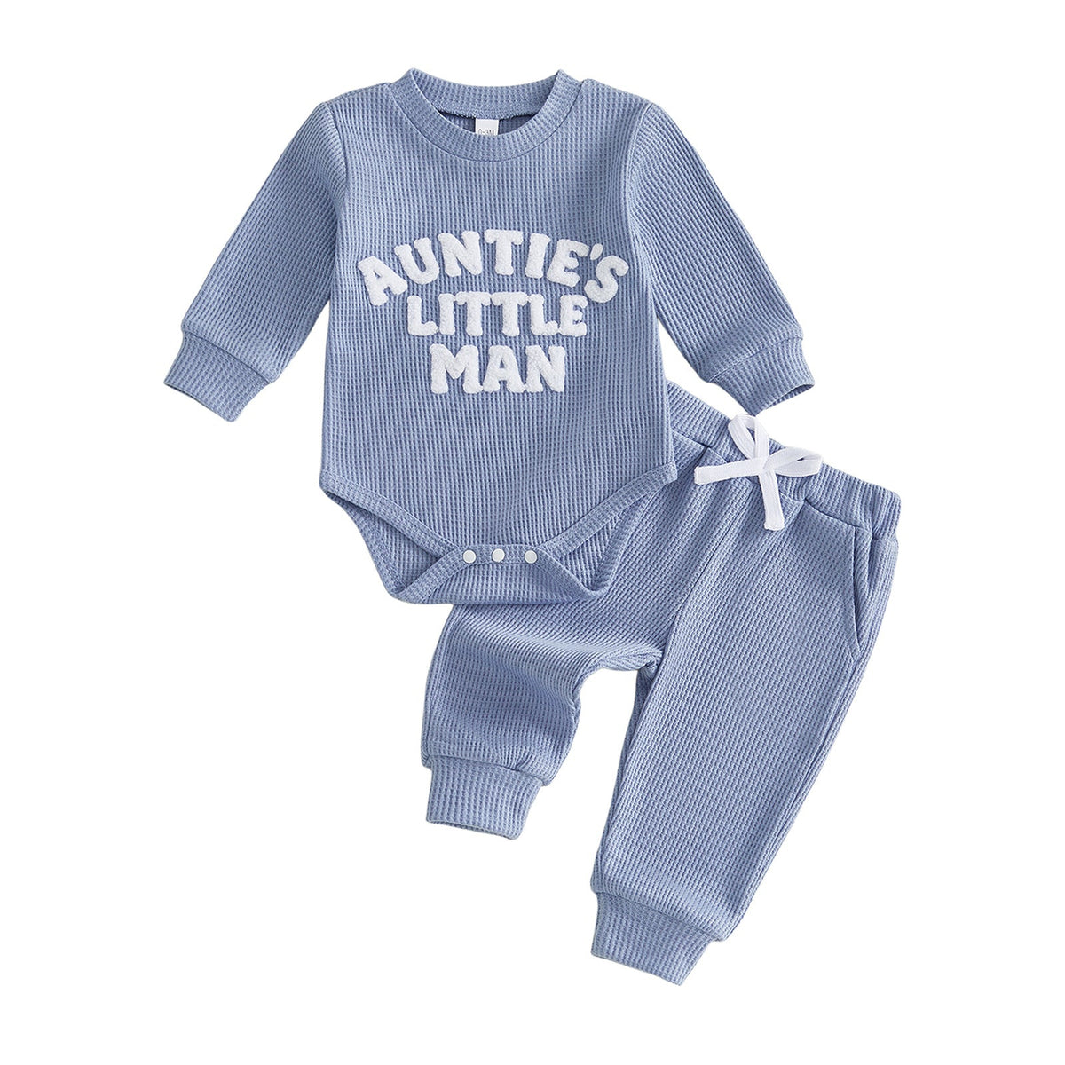 Waffle-knit Long-sleeve Pants Set 3