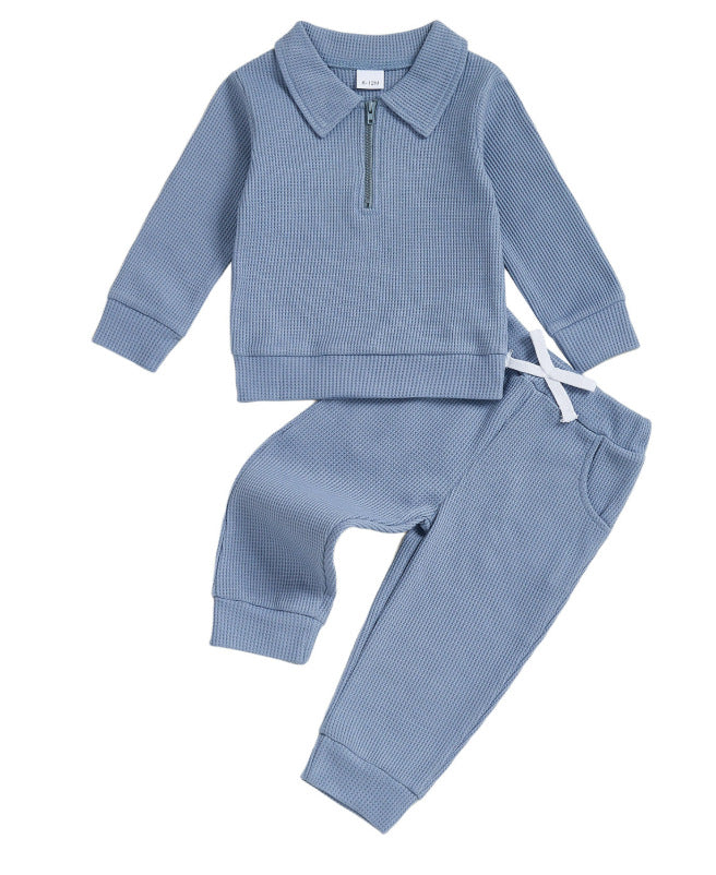 Childrens Cotton Polo-neck Long-sleeve Set 6