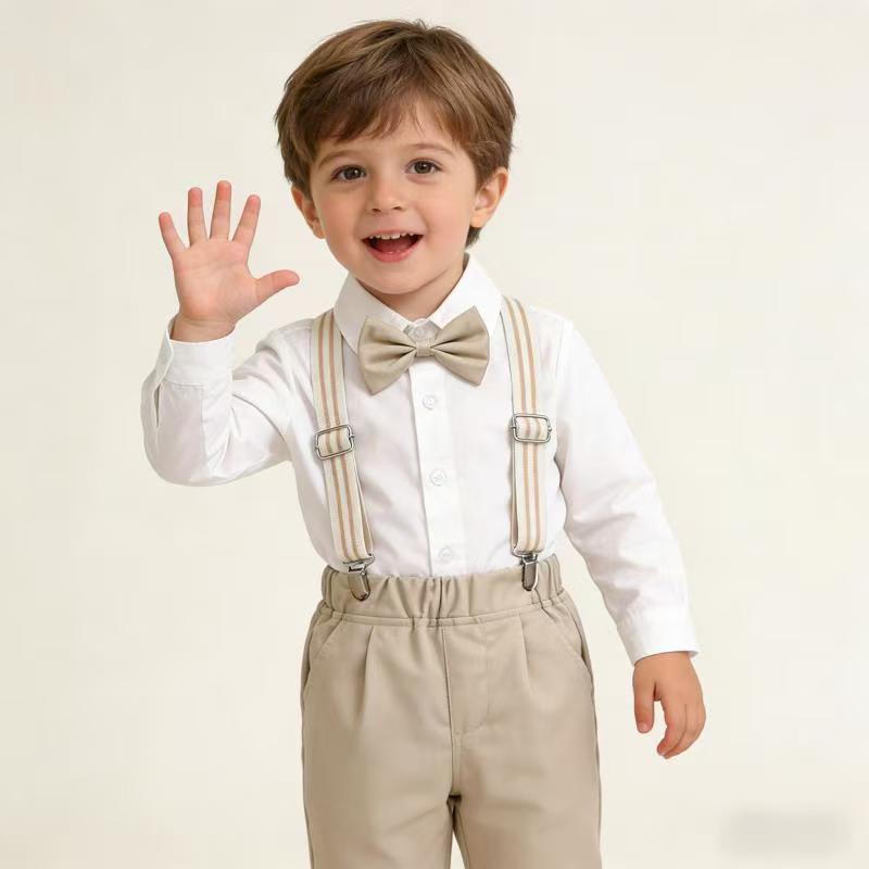 AutumnWinter British-style Boys Suspender Pants Set 3