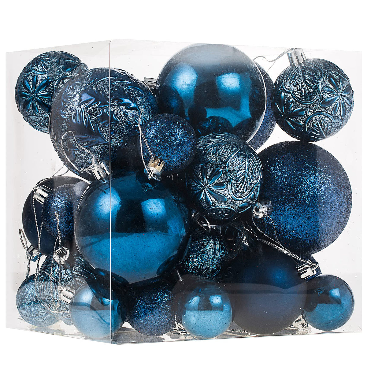 Senjie Night Blue Shatterproof Christmas Ornaments 32pcs Set Plastic 1