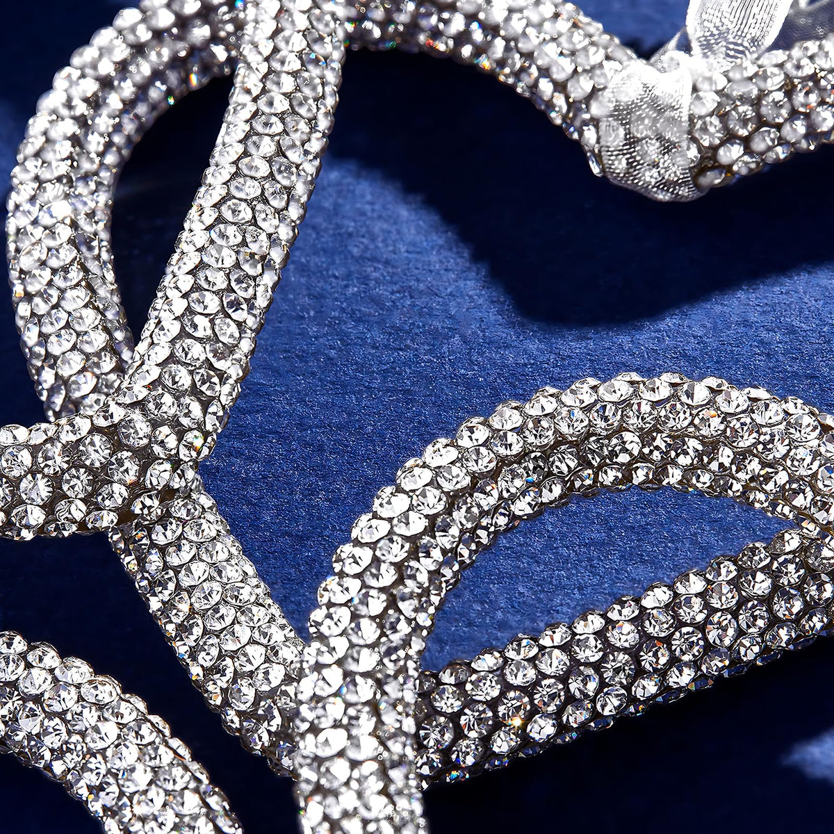 Mrchtmas Christmas Silver Bow Ornament 2025 Heart Rhinestones 1 Pc 5