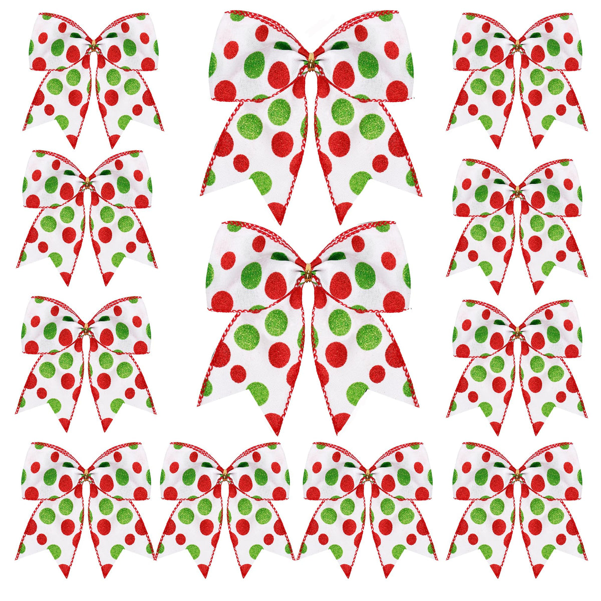 Hiagkmet 12 pcs Red Green Christmas Bows Ornaments 6 Inch Holiday Decor 1
