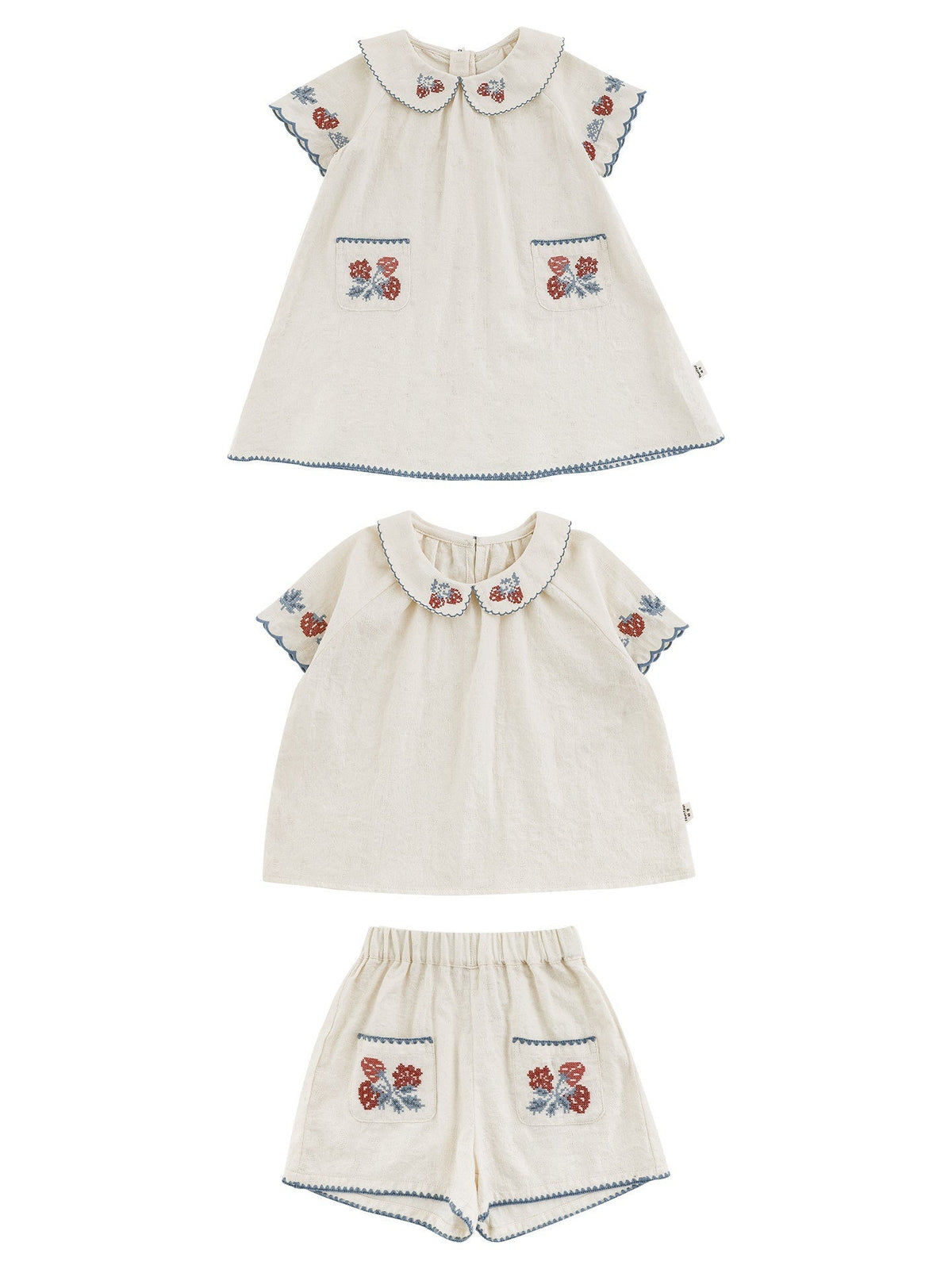 Girls' Strawberry Doll Shirt And Shorts Dress Set 5