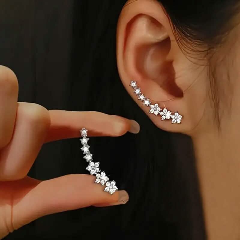 925 Silver Climber Earrings with Hypoallergenic Synthetic Cubic Zirconia 1
