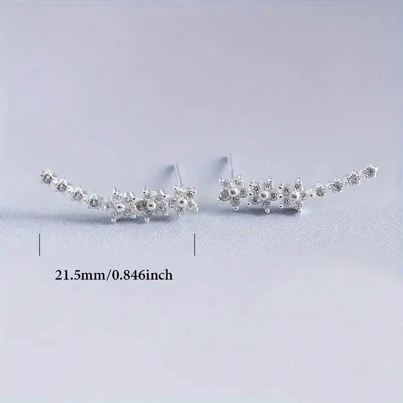925 Silver Climber Earrings with Hypoallergenic Synthetic Cubic Zirconia 2