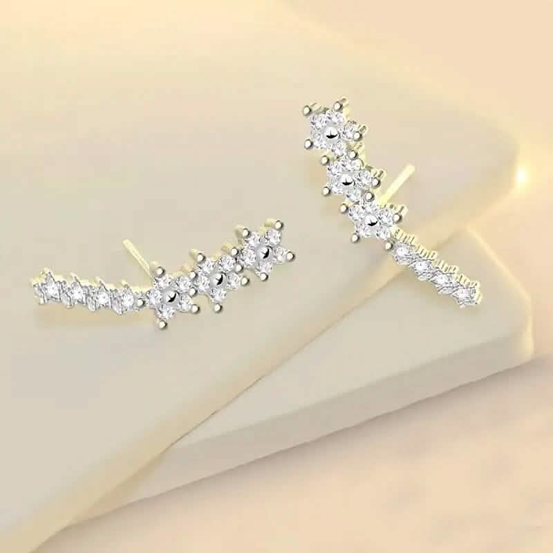 925 Silver Climber Earrings with Hypoallergenic Synthetic Cubic Zirconia 4
