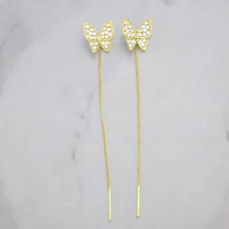 925 Silvery Post Yellow Alloy Butterfly Earrings 5