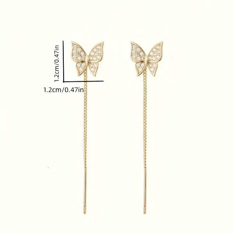 925 Silvery Post Yellow Alloy Butterfly Earrings 4