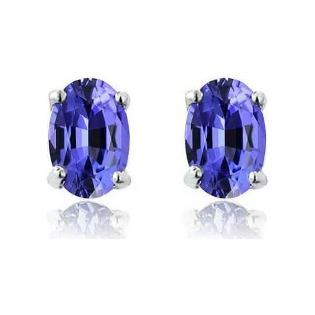 925 Sterling Silver 2.00ct Genuine Tanzanite Oval Stud Earrings 1