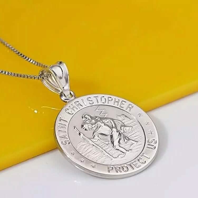 925 Sterling Silver 20MM Saint Christopher Religious Pendant Necklace 4