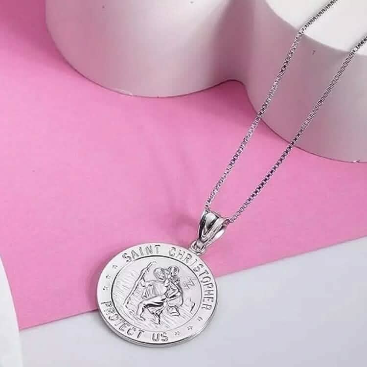 925 Sterling Silver 20MM Saint Christopher Religious Pendant Necklace 5